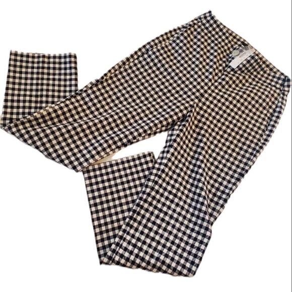 NWT J. Crew Remi Navy Checker Straight Crop Pant 10 Tall NWT - Picture 1 of 14